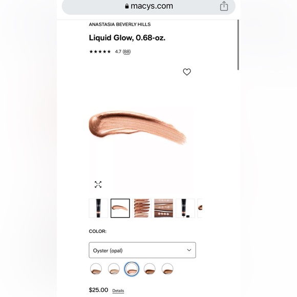 NWT Anastasia Beverly Hills Liquid Glow Highlighter in Oyster 0.68 oz - Picture 5 of 11